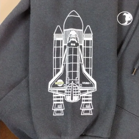NWT Hyper Space NASA Casual Pullover Cotton Streetwear Black Graphic Hoodie - Picture 15 of 16